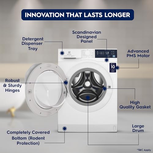 Image of Electrolux 9kg 5 Star Front Load Washing Machine, AutoSense Technology, Full Load Vapour Wash, Hygienic Care, EcoInverter Motor, UltimateCare 300, EWF9024D3WB, White