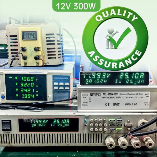 Image of LED Driver 300 Watts(150W X2) 12V DC Transformer，Waterproof IP67 Power Supply, Adapter with 3-Prong Plug 3.3 Feet Cable for Any DC led Lights, Computer Project, Outdoor Light