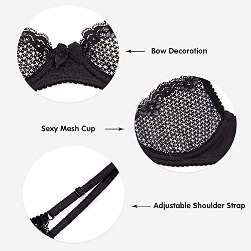 Wingslove Women's See Through Lace Balconette Sexy Unlined Demi Cup Underwire Non-Padded Lingerie4