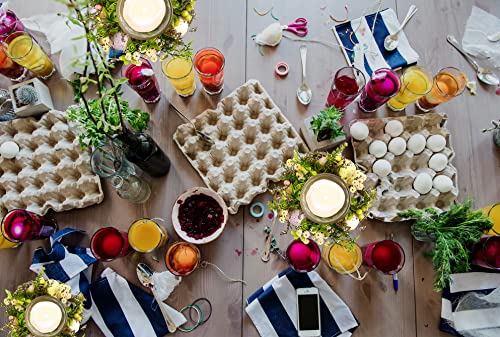 Creative Easter Egg Glass Candle Holder With Pastel Eggs And Mixed Flowers Hurricane Candlestick With Glass Screen Cover Spring Candleholder Small Wreath Easter Ornaments Candle Rings For Home Table #TOP3