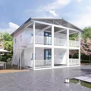 2 Story Prefab Tiny Home for Sale, 20FT Modular Home with 4 5 6 Bedrooms, Fully Equipped Kitchen & Bathroom, Expandable Container House to Live in for Adults Prefabricated Mobile Foldable House