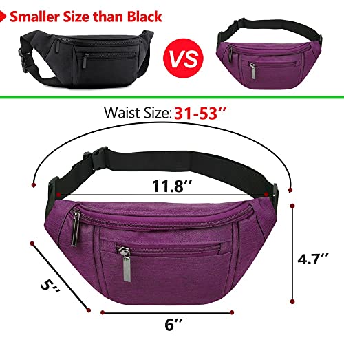 Image of Fanny Pack for Men Women,Crossbody Waist Bag Pack,Belt Bag for Travel Walking Running Hiking Cycling,Easy Carry Any Phone,Wallet, Purple, One Size, Fashion