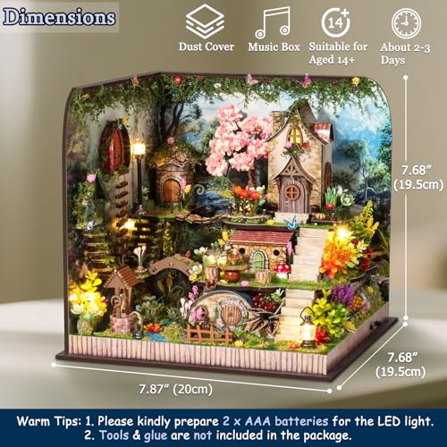 Image of TuKIIE DIY Miniature House Kit with Furniture, 1:24 Scale Creative Room Mini Wooden Dollhouse Book Nook Plus Dust Proof & Music Movement for Kids Teens Adults(Whispering Woods)