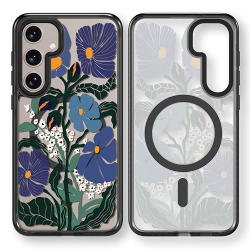 Rosarnnah for Samsung Galaxy S24 Case Aesthetic Black, Passiflora Caerulea