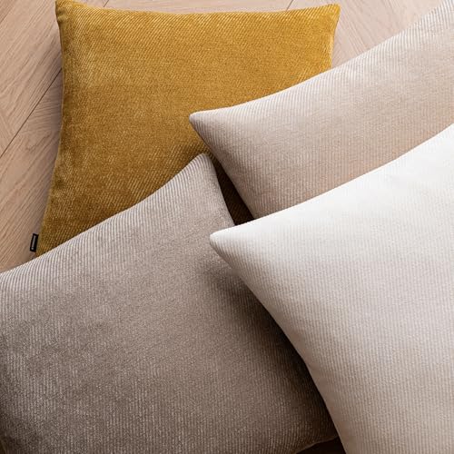 Image of a moment Pack of 2 Decorative Chenille Throw Pillow Covers with Twill Cushion Covers for Sofa Living Room Couch Bed 26x26 Inch,Raw White