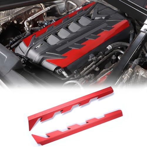 Image of CHEAYAR Engine Bay Panel Cover Compatible with Chevrolet Corvette C8 2020-2023, Engine Shroud Cover Panel Trims, C8 Accessories 2PCS (Engine Bay Trim - Red)