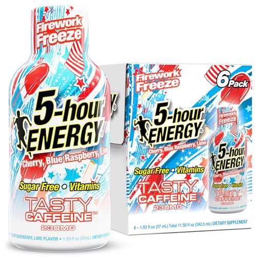 5-hour ENERGY FIREWORK FREEZE Flavor 6 Count 1.93 Fl Oz Energy Shot Extra Strength Amino Acids Essential B Vitamins Sugar Free and Zero Calories