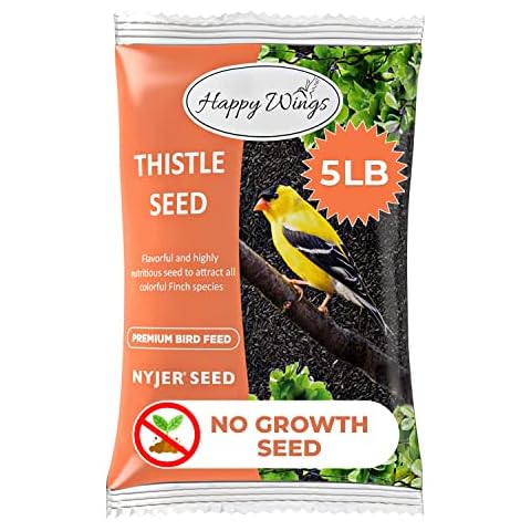 Happy Wings Nyjer/Thistle Seeds Wild Bird Food - 5 Pounds I No Grow Seed I Bird Seed for Wild Birds Cover