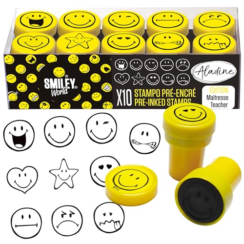 Aladine 3003626 Stampo Easy Smiley Stempelset, schwarz, gelb