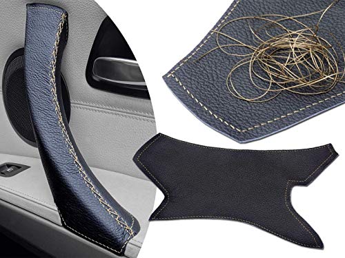 Arreglo de cuero de la manija de la puerta dañada para la serie 3 E90 E91 E92 E93 y M3 - Puntada dorada, pasajero DERECHO, delantero o trasero