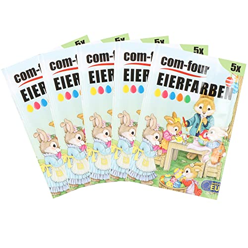 com-four® 25x Polvo para Colorear Huevos - Adecuado para Huevos Marrones y Blancos - Tinte Huevos de Pascua - Tinte (25 Piezas - Amarillo Naranja Rojo Verde Azul)