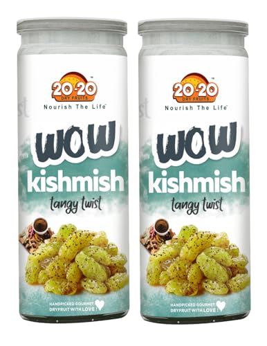 Image of 20-20 Dry Fruits Raisins Tangy Twist Jar 400g (200g Jar*2) - Unique Sweet & Tangy Flavor, Ideal for Trail Mixes & Desserts | Nutrient-Rich Snack | Big Size Tangy Twist (Pack of 2)