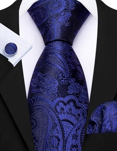 Image of Barry.Wang Men 6PCS Tie Silk Gift Necktie Clip Woven Tie Sets Party | Men Tie Classic Silk Gift Necktie With Tie Clip Jacquard Woven Neck Ties 6PCS Formal Wedding