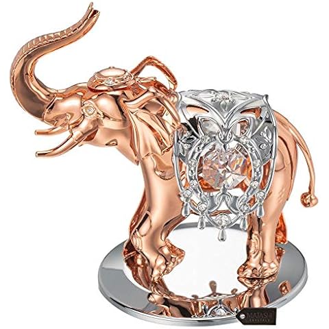 Matashi Rose Gold And Silver Color Crystal Studded Elephant Ornament Cover
