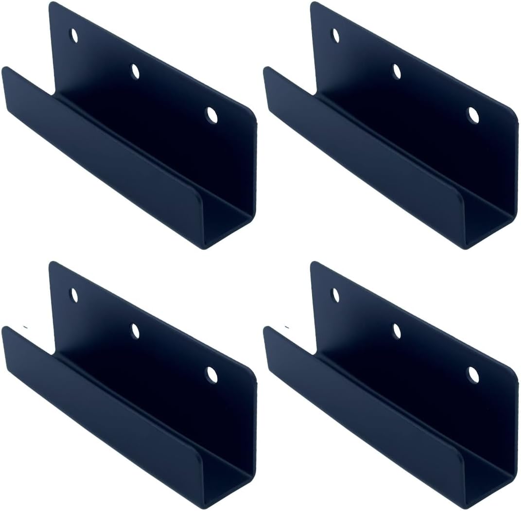 4 PCS Black Steel Wall Tile Bracket, Ladder Hanger for Wall Mount, U Bracket, Billboard Hook, Thickness 2 mm, Slot Width 25mm, XMH-UXGJ-25