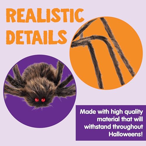 Image of JOYIN 2 Pack 5 Ft Halloween Outdoor Decorations Hairy Brown Spider, Scary Fake Giant Large Spider Haunted House Props, Halloween Lawn Porch Yard Garden Tree Decorations Party Indoor Decor