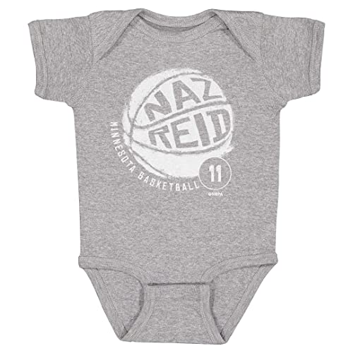 500 LEVEL Naz Reid Baby Infant One Piece Bodysuit (18M, Heather Gray) - Naz Reid Minnesota Basketball WHT