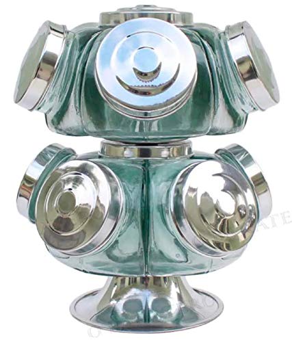 Baleiro Giratório Vidro Duplo 28 Cm 10 Potes Bomboniere Balas Biscoitos Cápsulas Café