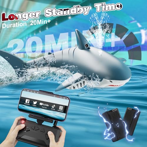 4DRC Remote Control Shark Toys for Boys Kids, RC Shark Pool Toys with WiFi Camera, Remote Control Boat Pool Toy for 3 4 5 6 7 8 9 Year Olds Kid Boys Girls Birthday Gifts - Thumbnail 3