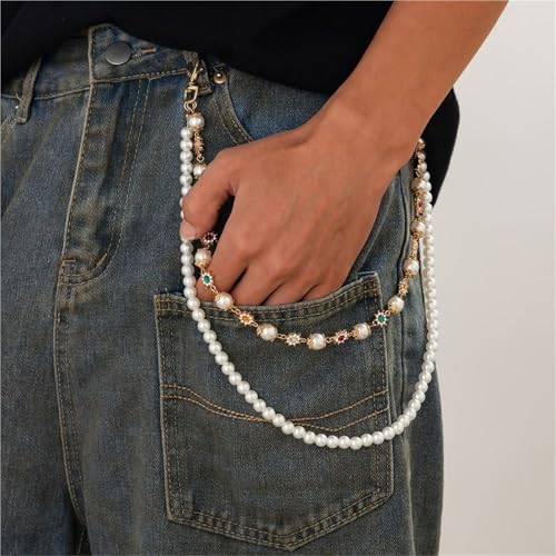 1PCS Jeans Chain Keychain Flower Wallet Belt Pant Jewelry3
