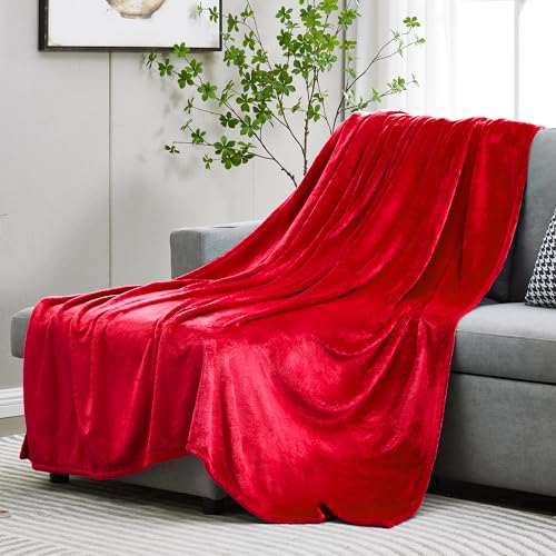 Dreamnine DN-02 Soft Cozy Plush Fleece Throw Blanket 50 Inch X 60", Solid Shag Minky Lightweight Fuzzy Flannel Blanket For Bedroom, Luxury Washable Warm Velvet Blanket For Couch Sofa Pet, Breathable, Red thumb #4