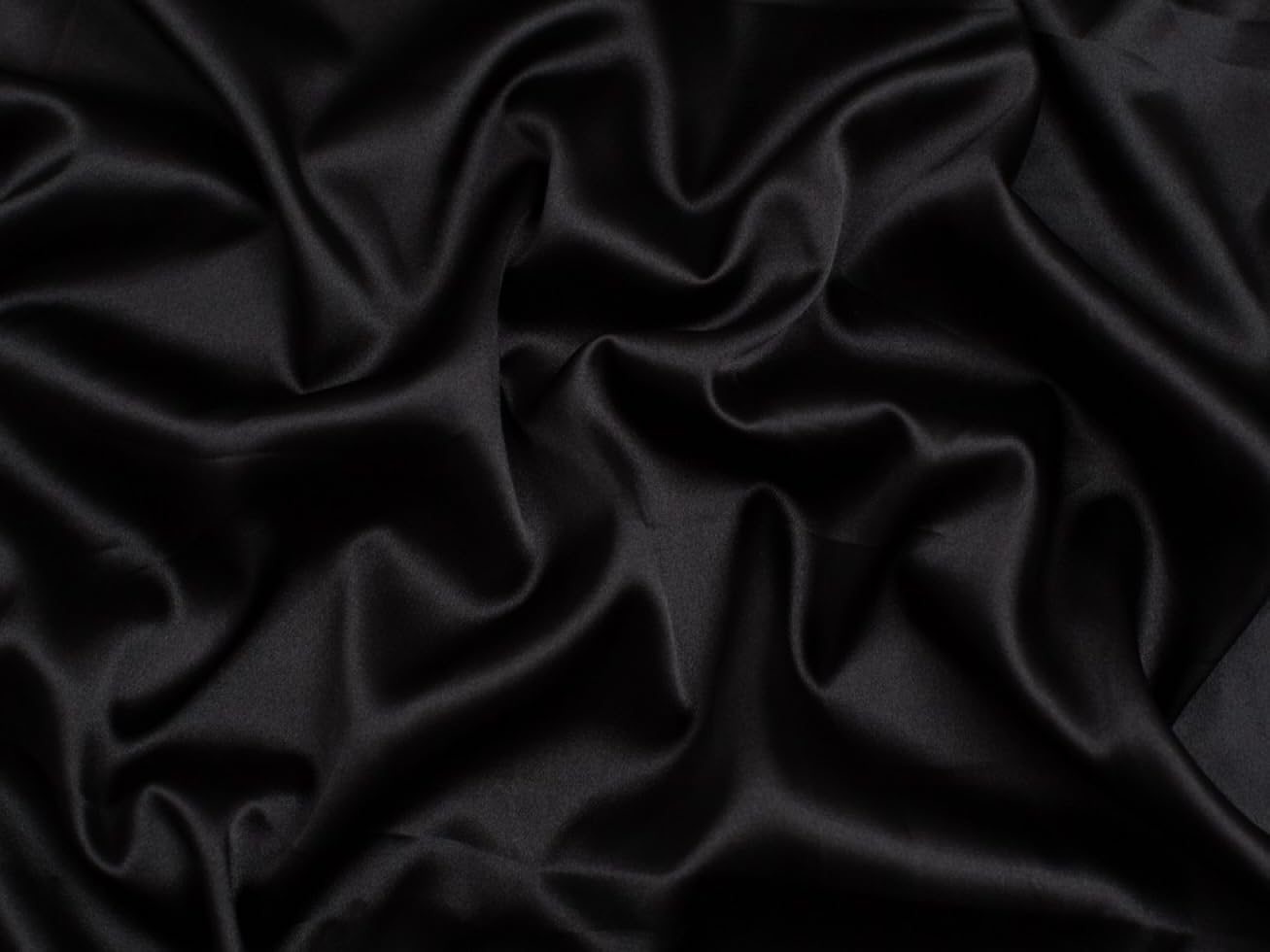 Minerva Black Stretch Woven Satin Fabric - Per Metre