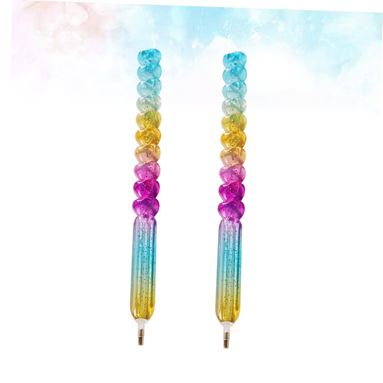 Ipetboom 2pcs Rhinestone Picker Tool Colorful Dotting Pen for Wax Tip Beads Picker for Home and School Use Heart Style Design