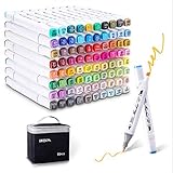 80 Colors Alcohol Markers for Adult Coloring Books, ZSCM Artist Paint Pens Art Sketch Dual Tip Highlighters Markers for Kids School Supplies Halloween Card Marking Drawing Illustration