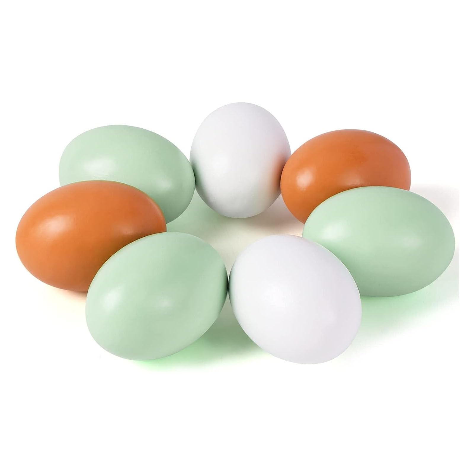 SallyFashion Wooden Fake Eggs 7 Pieces 3 Color