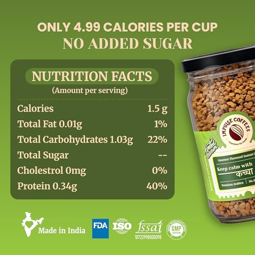 Image of Impulse Coffees Keep Calm With Kaccha Aam Instant Coffee Powder | Raw Mango Flavour, Arabica, Citrusy & Tangy Taste, Hot & Cold Coffee | 50g
