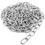 ASelected 5M Heavy Duty Galvanized Chain 5MM Stainless Steel Chain Links, Gate Chain Lock for Outdoor Fences, Pet Cages, Horse Goat Cow Corral Supplies,Silver