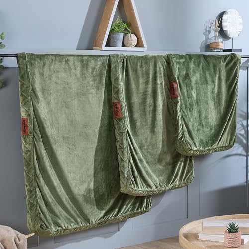 Slumberdown Extra Large Dog Bed Zipped Removable & Washable Replacement/Spare Cover For Large/XL/XXL Pet Beds, Soft Touch Microfleece Velour Cover with Anti Slip Bottom, Green (L 90cm x W 120cm)