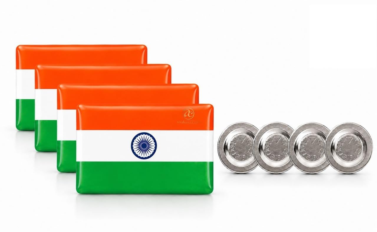Indian Flag Magnetic Brooch For Men, Women, Kid (Pack Of 4), Metal Tricolour Magnet Pin Rectangle Flag Badge For Suits, Blazers, Sarees, Kurtas, Shirts, Independence Day & Republic Day-image-9