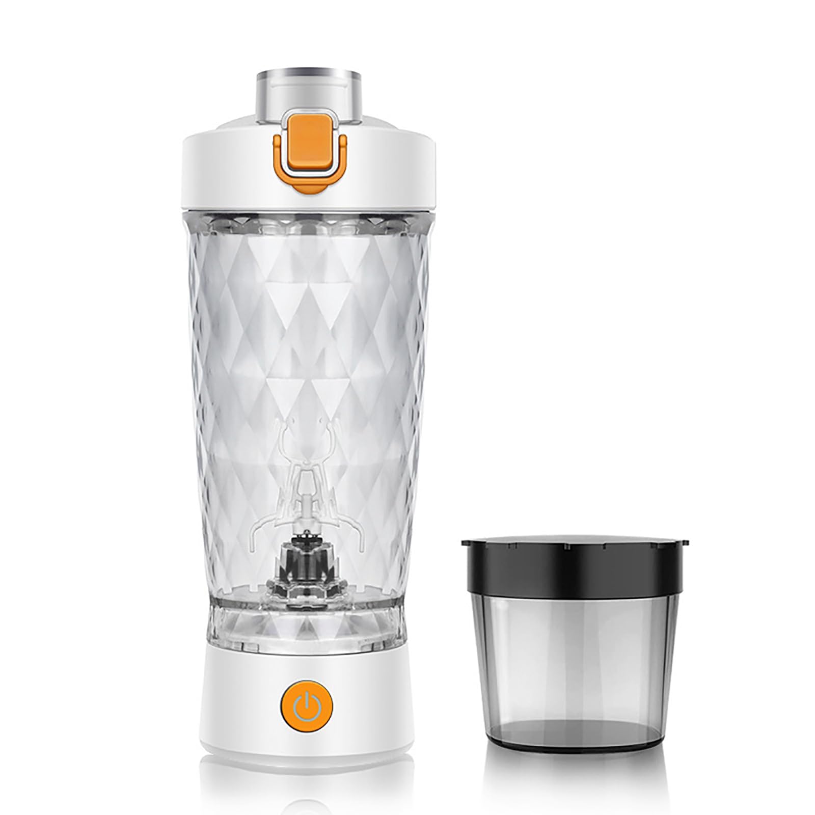 Genérico Shaker de un toque, botella de agitador eléctrico de 22 oz con caja de polvo de 50 g, taza de mezcla de polvo de proteína recargable USB para el deporte de gimnasio (Blanco)