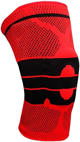 Therapeutic Metal Stabilizer Knee Brace with Padded Cushion, Red/Black
