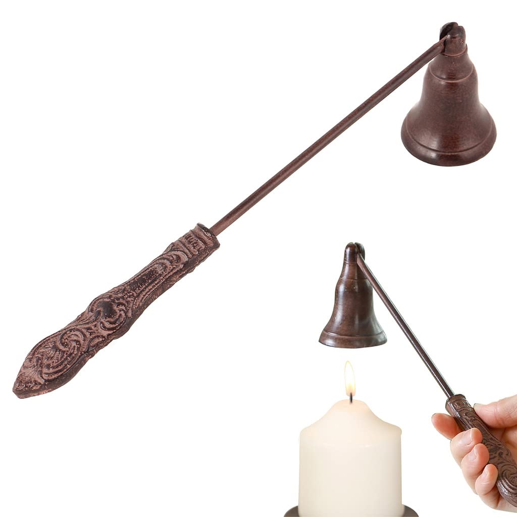 Dibor Antique Brown Candle Snuffer Cast Iron Ornate Handle Candle Extinguisher Stick Wedding Anniversary Fathers Day Candle Gift (Z148)