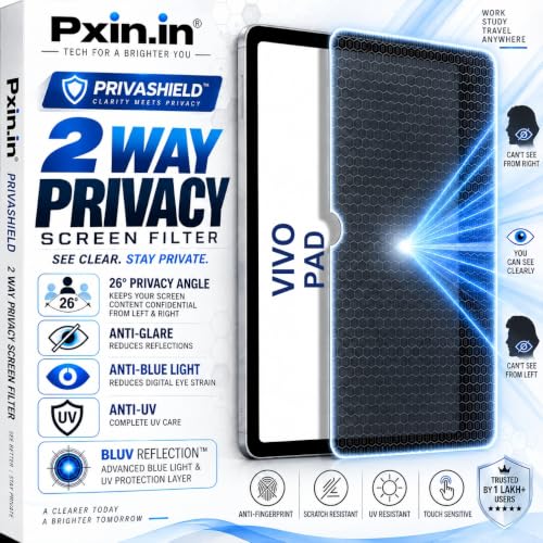 Image of Pxin Tablet Privacy Guard compatible with Vivo Pad | 2 Way Privacy screen protector | Anti Glare | Anti Spy Screen | Anti Bluelight | UV Protect | Eye Protection | Privashield