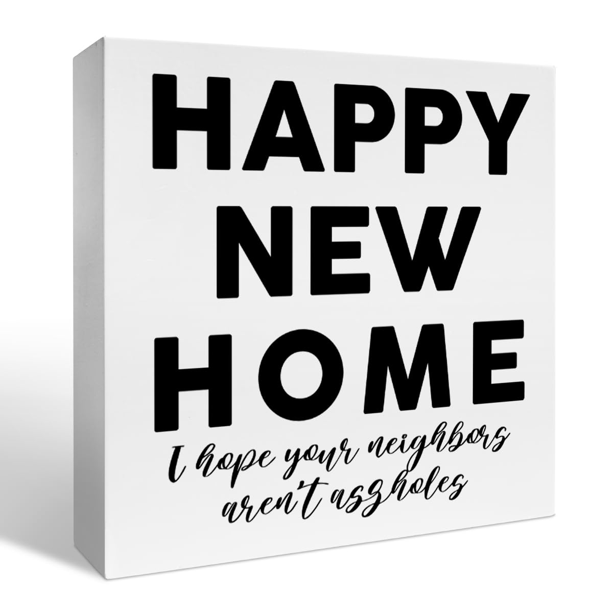 New Home Desk Decor, Home Decoration for Living Room Bedroom Decor New Home Wooden Box Sign, Housewarming Gifts for New Home House Family Women Men, Happy New Home