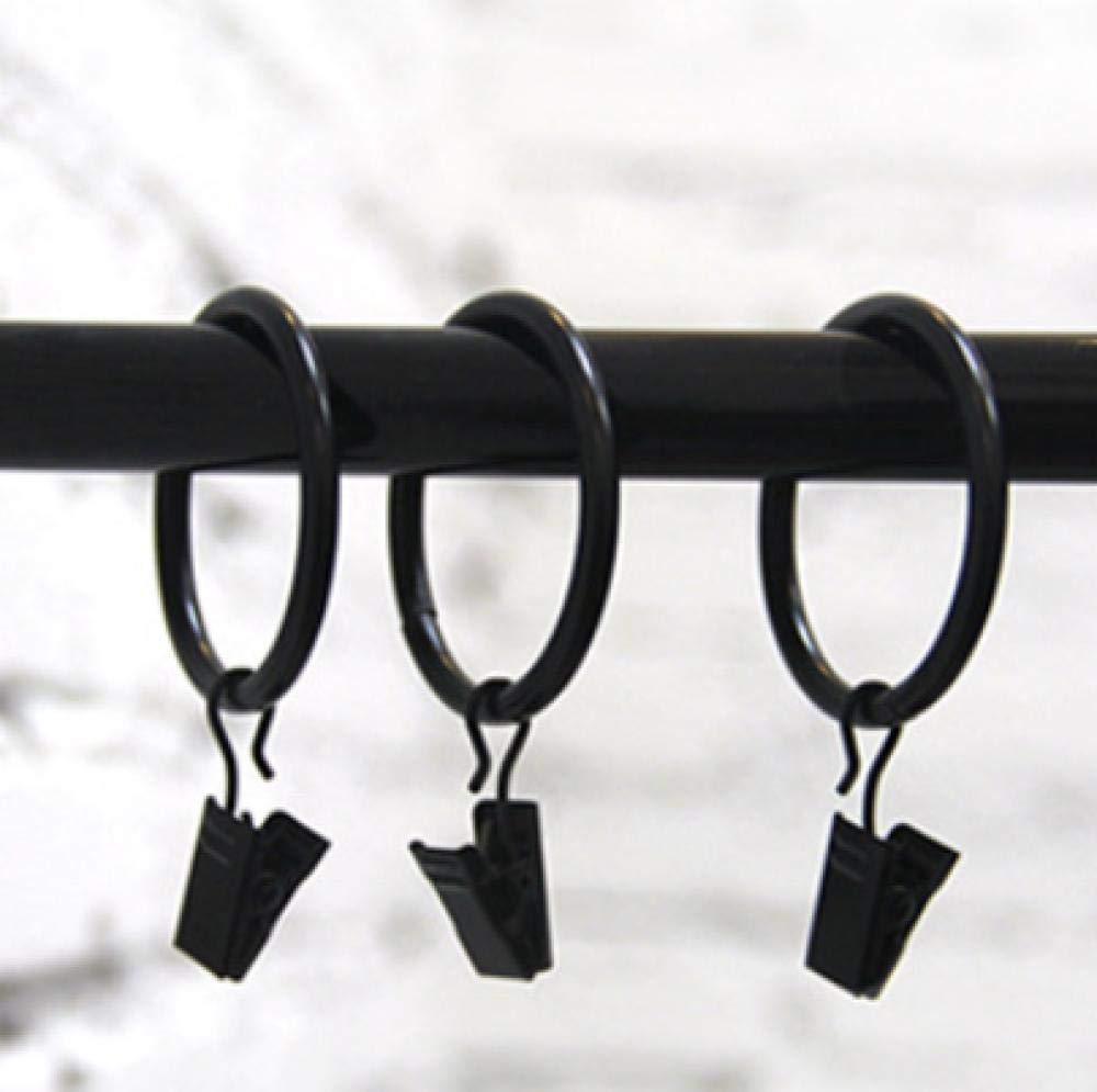 Lot de 50 Clips Noirs pour Tringle à Rideau, Anneaux de Rideau de 50 mm avec Clips de diamètre Interne, 4,0 x 50 mm.