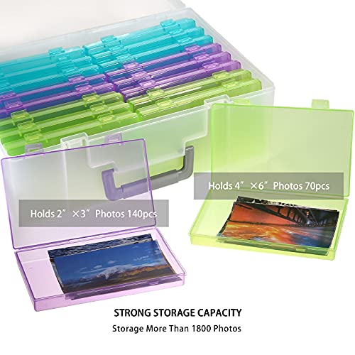 Photo Storage Box 4X6, 18 Inner Extra Large Photo Case Large Photo Organizer Acid-Free Photo Box Storage Photo Keeper Photo Storage Case, Plastic Craft Storage Box For Photo Stickers Stamps Seeds,18 Boxes #TOP4