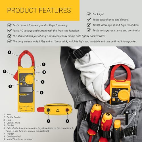 Image of FLUKE 301C - 1000A TRUE RMS AC - SLIM & COMPACT CLAMP METER (with TL-75 Test Leads Set)