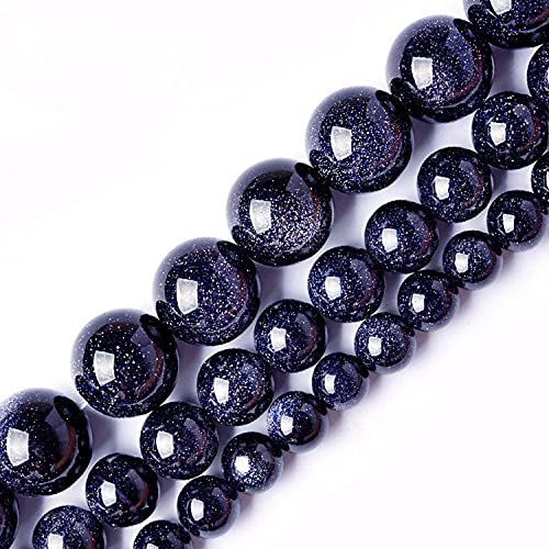 4 mm Blue Sandstone Round Spacer Beads Natural Gem Stone Blue Sand Stone Loose Beads for DIY Jewelry Making Accessories (Blue Sand Stone, 4mm×92pcs)