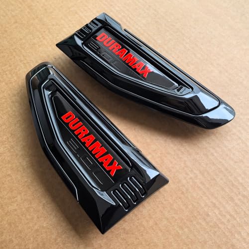 Image of 2pack OEM 2025 2026 Duramax Vent Emblem 3.0L Right Left 3D Badge Replacement for Yukon and Yukon XL Denali At4 (Gloss Black Red)