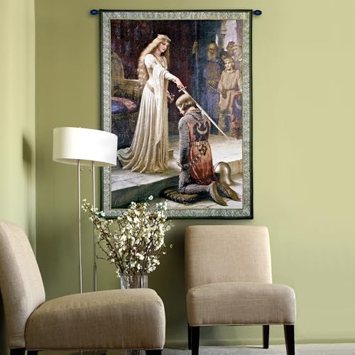 The Accolade by Edmund Blair Leighton | Woven Tapestry Wall Art Hanging | Medieval Romantic Renaissance Masterpiece | 100% Cotton USA Size 40x31 The Accolade by Edmund Blair Leighton | Woven Tapestry Wall Art Hanging | Medieval Romantic Renaissance Masterpiece | 100% Cotton USA Size 40x31