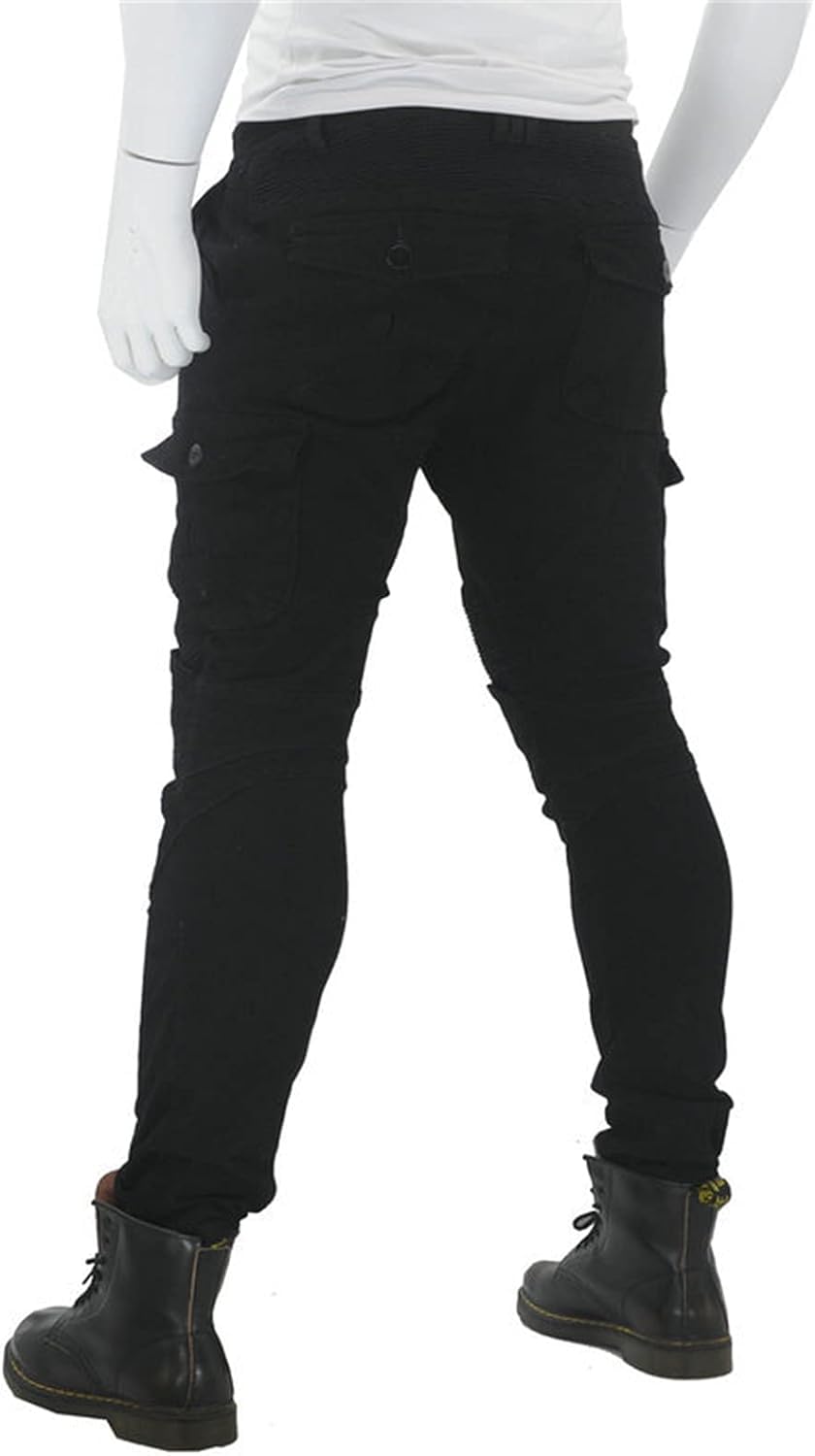 Motocicleta Pantalones protección para Hombres, Motocicleta Jeans Transpirable Ajuste Recto con extraíble Proteger Almohadillas para Carreras Bicicleta