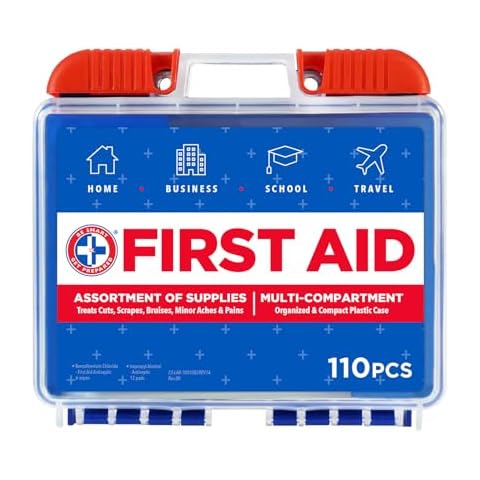 Be Smart Get Prepared 110 pc First Aid Kit: Clean, Treat, Protect Minor Cuts, Home, Office, Car, School, Business, Travel, Emergency, Outdoor, Camping & Sports, FSA/HSA (Packaging may vary) Cover