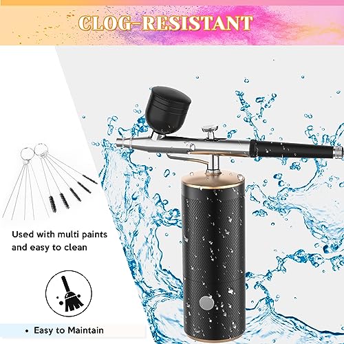 Cordless Airbrush Kit, Airbrush Kit with 0.3mm Tip, Handheld Rechargeable Air Brush with Compressor for Makeup, Nailart, Painting, Cake, Cookie, Model
