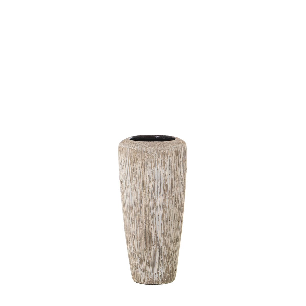 Alexandra House Living Vase White Beige Ceramic Stripes 17 x 17 x 37 cm