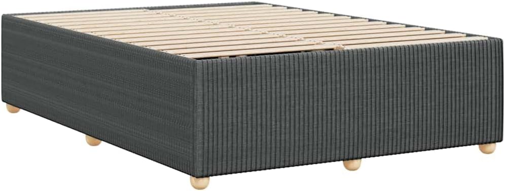 Dark Grey Fabric Bed Frame Queen Size Platform Foundation with Slatted Durable Sturdy Heavy-Duty Frame for Bedroom Mattress Support No Box Spring Needed Easy Assembly