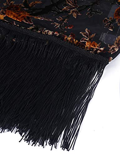 Image of MJ SERECA Women's Burnout Velvet Kimono Cardigan Cover Up with Tassel